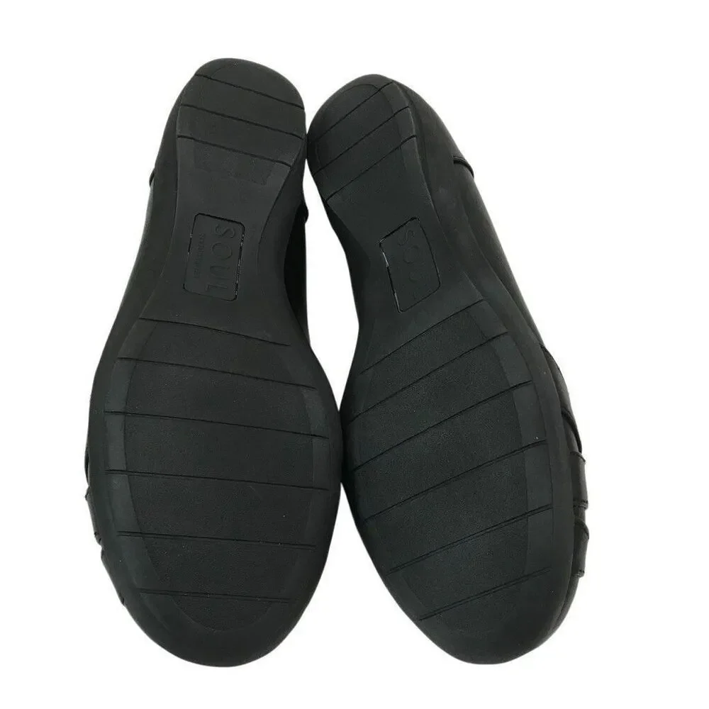 SOUL Naturalizer Womens Gift Black Slip On Flats Shoes 8W Comfort - Picture 2 of 7